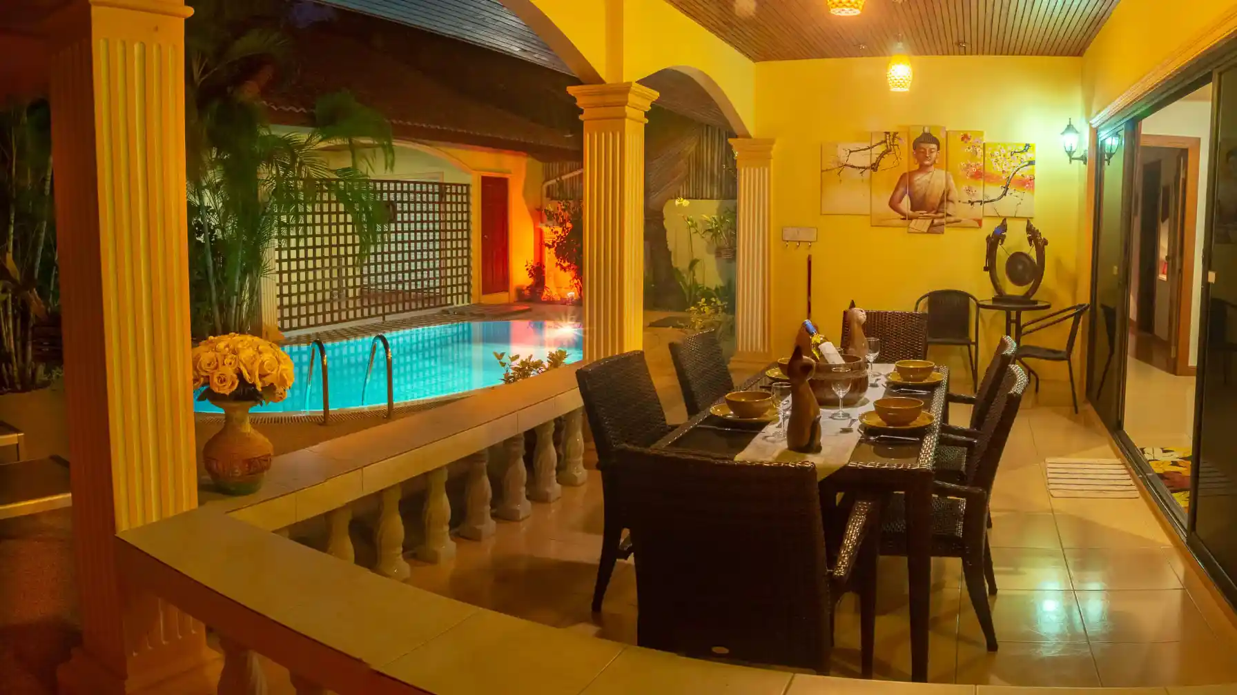 Bon Island Villa poolside terrace and outdoor seating area
